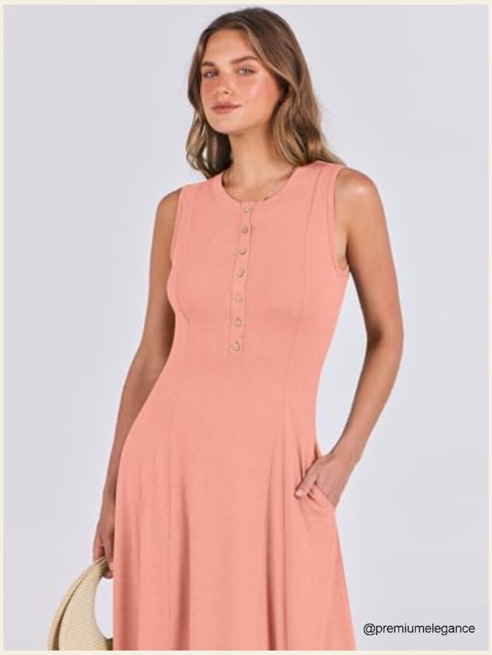 Sleeveless Maxi Sundress A-Line Flowy Button Fit & Flare Summer Casual - Picture 5 of 7